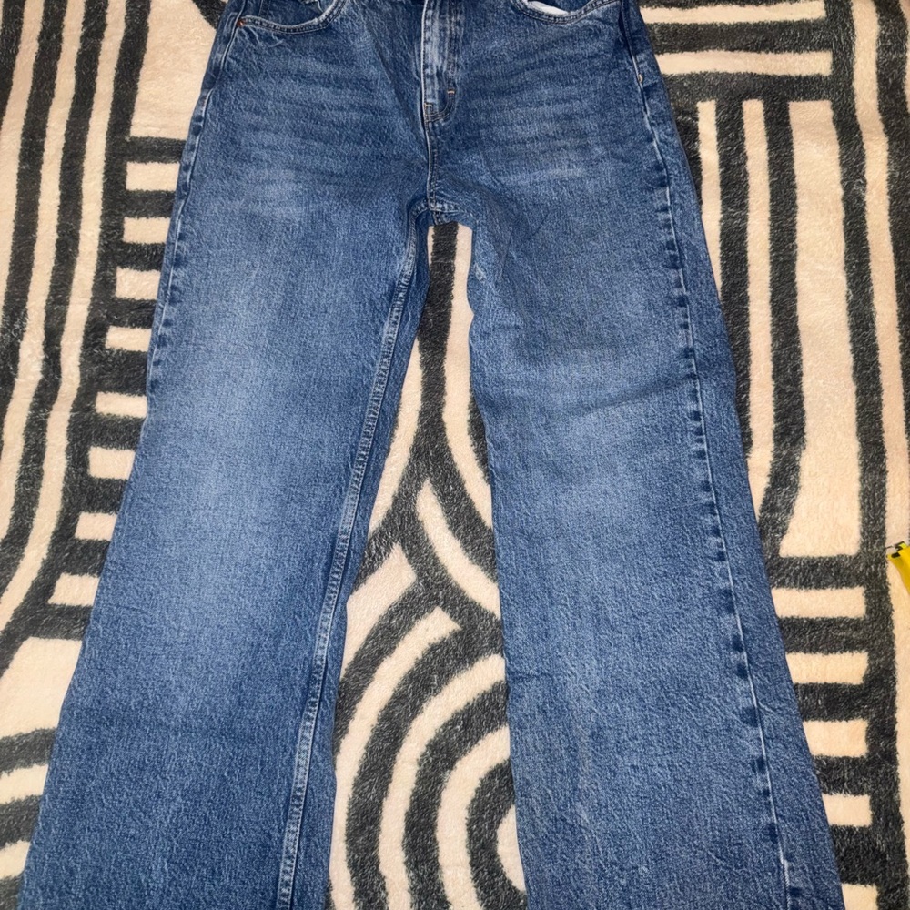 Topshop Relaxed Flare Blue Jeans